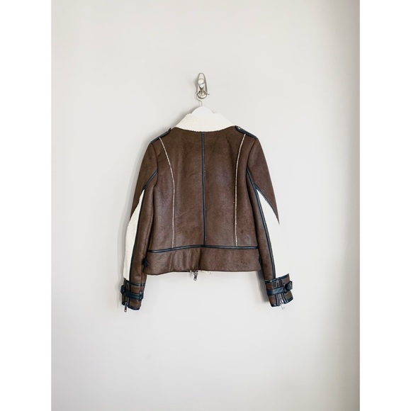 Walter Baker Renee Brown Leather Shearling Jacket - Picture 6 of 11